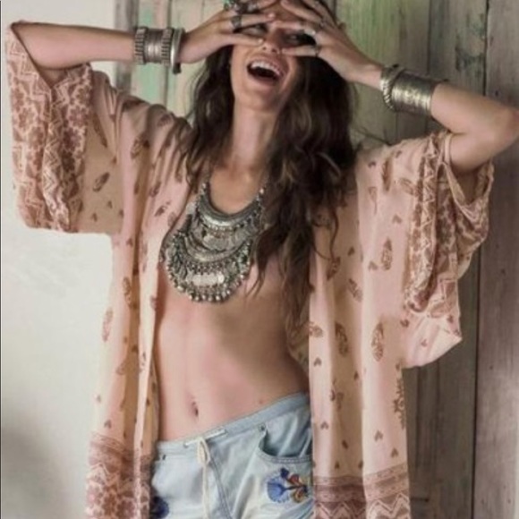 LAST ONE Boho Chiffon Kimono Cover Up - Picture 2 of 4